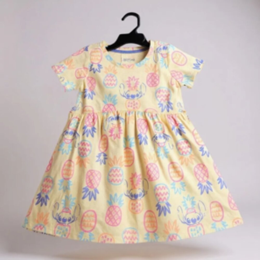 Disney Stitch Toddler Girl Yellow Pineapple Dress Size 4T NWT